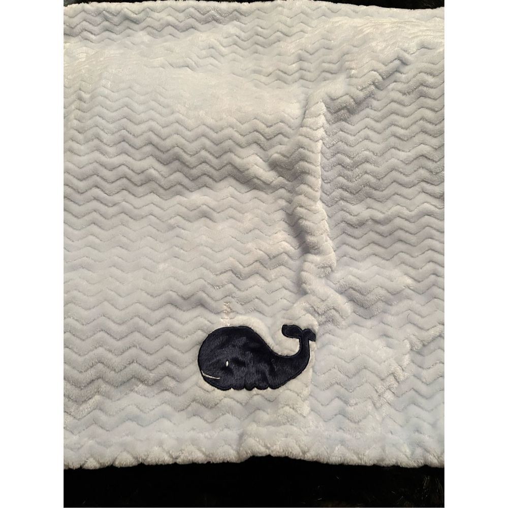 Kimberly Grant blue whale Baby Blanket Plush Lovey chevron zig zag 30x40‎